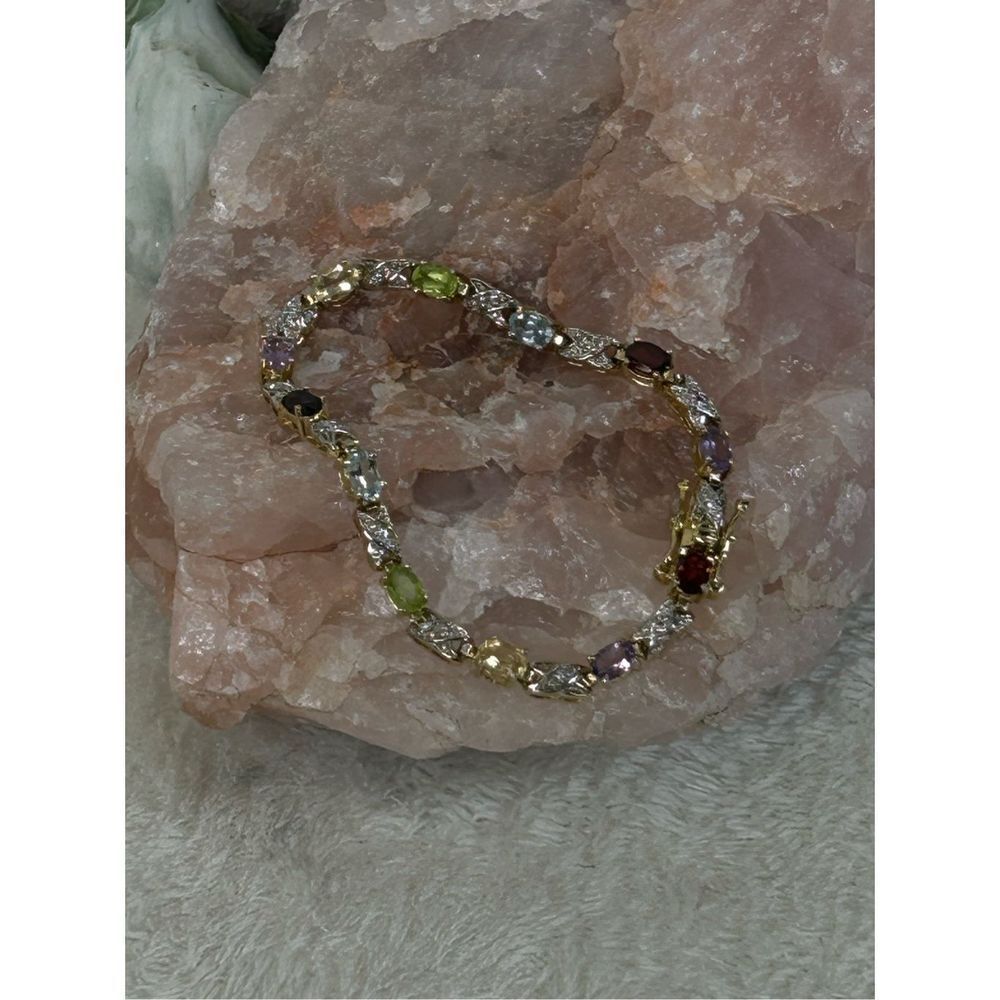 Multiple Colored Crystals set in 925 Silver Bracelet